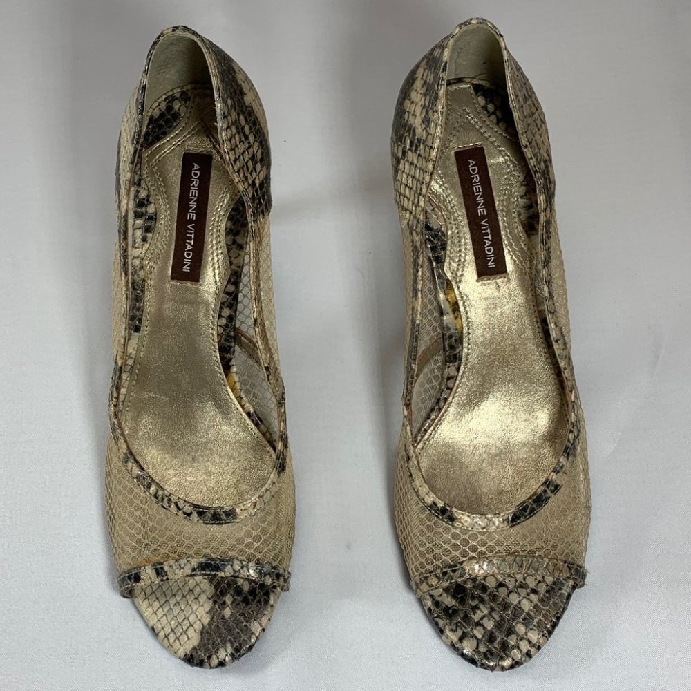 Adrienne Vittadini Snake Print Open Toe Pump Nwot - image 3
